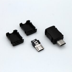 Micro USB-B Connector Male with Case (5-pin In/5-pin Out)